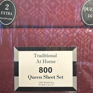 Traditional At Home 6pc Queen Sheet Red Plum Diamond Embossed